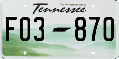 TN license plate F0387O