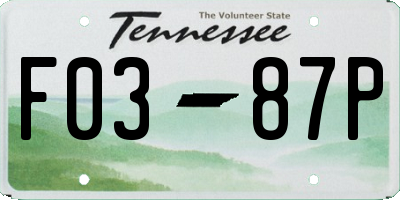 TN license plate F0387P