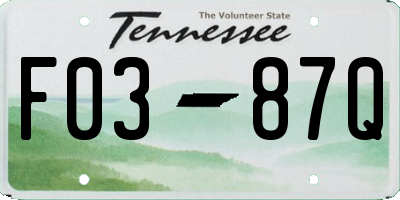 TN license plate F0387Q