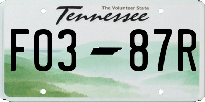 TN license plate F0387R