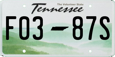 TN license plate F0387S