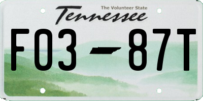 TN license plate F0387T