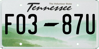 TN license plate F0387U