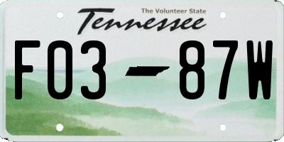 TN license plate F0387W
