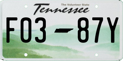 TN license plate F0387Y