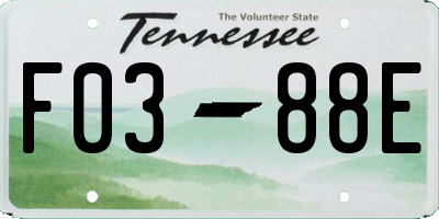 TN license plate F0388E