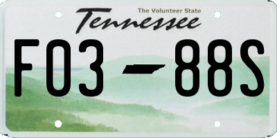 TN license plate F0388S