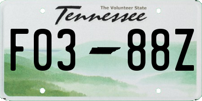 TN license plate F0388Z