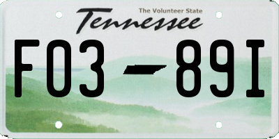 TN license plate F0389I