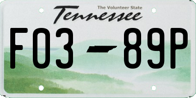 TN license plate F0389P
