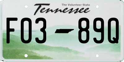 TN license plate F0389Q