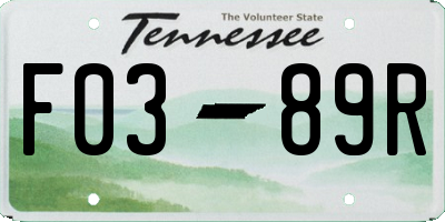 TN license plate F0389R