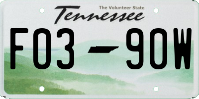 TN license plate F0390W