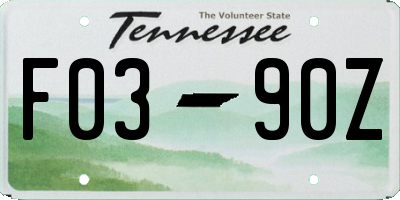 TN license plate F0390Z