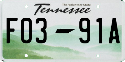 TN license plate F0391A