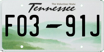TN license plate F0391J