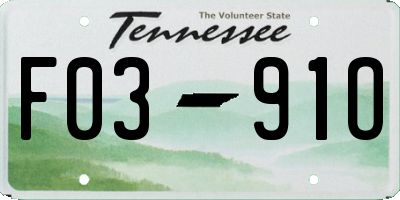 TN license plate F0391O
