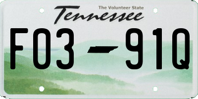 TN license plate F0391Q