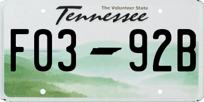 TN license plate F0392B