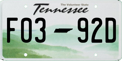 TN license plate F0392D