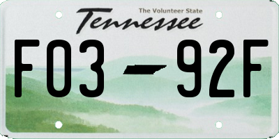 TN license plate F0392F