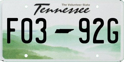 TN license plate F0392G