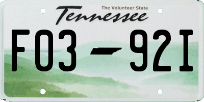 TN license plate F0392I