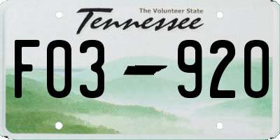 TN license plate F0392O