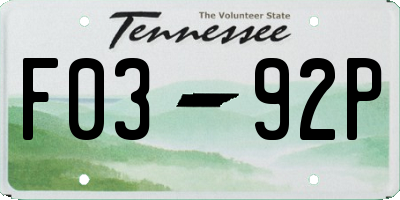 TN license plate F0392P