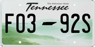TN license plate F0392S
