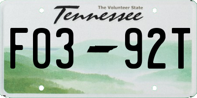 TN license plate F0392T