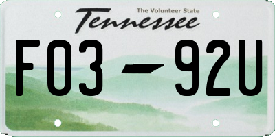TN license plate F0392U