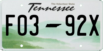 TN license plate F0392X