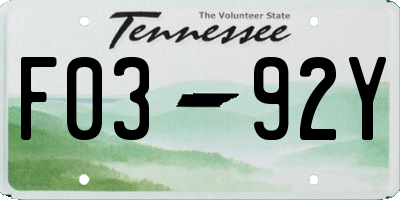 TN license plate F0392Y