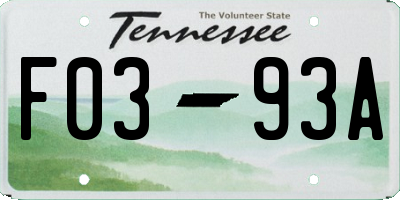 TN license plate F0393A