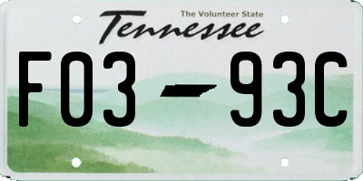 TN license plate F0393C