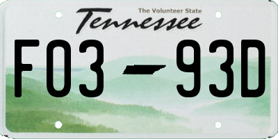 TN license plate F0393D