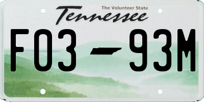 TN license plate F0393M