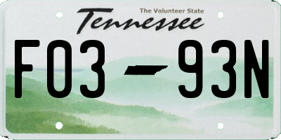TN license plate F0393N