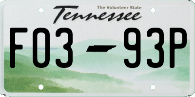 TN license plate F0393P