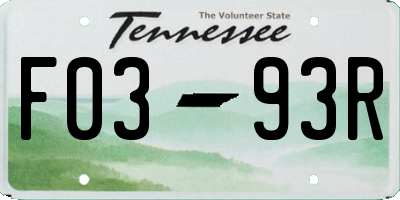 TN license plate F0393R