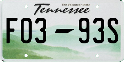 TN license plate F0393S