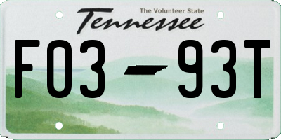 TN license plate F0393T
