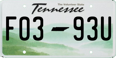 TN license plate F0393U