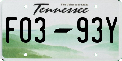 TN license plate F0393Y