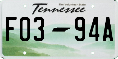 TN license plate F0394A