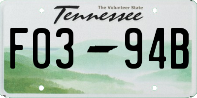 TN license plate F0394B