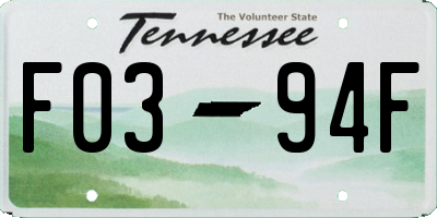 TN license plate F0394F