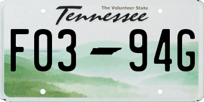 TN license plate F0394G
