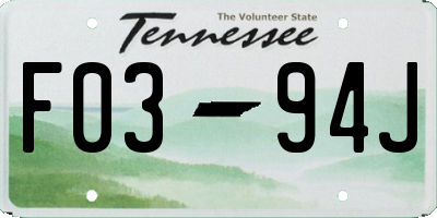 TN license plate F0394J